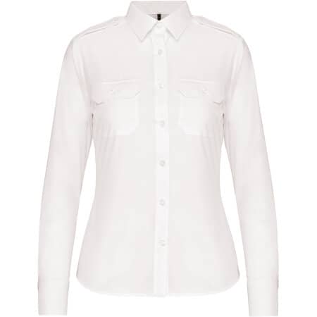 Kariban Langarm-Pilotenhemd für Damen White