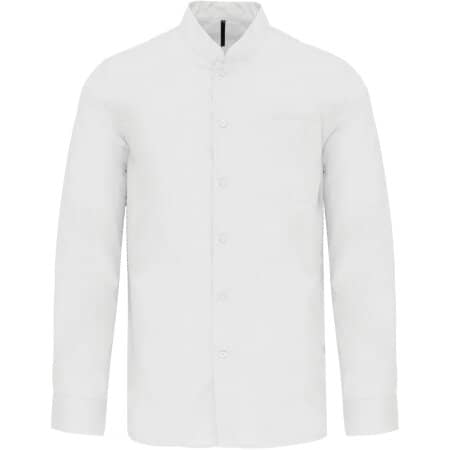 Kariban Herrenhemd Mao-Kragen, langarm White