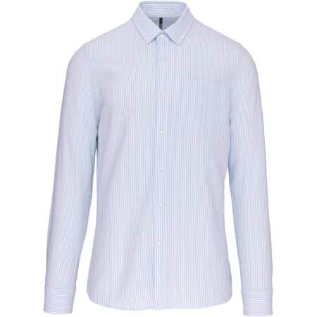 Kariban Oxfordhemd Langarm Striped White|Oxford Blue