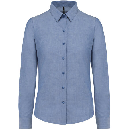 Kariban Damen Oxfordbluse Langarm Oxford Cobalt Blue