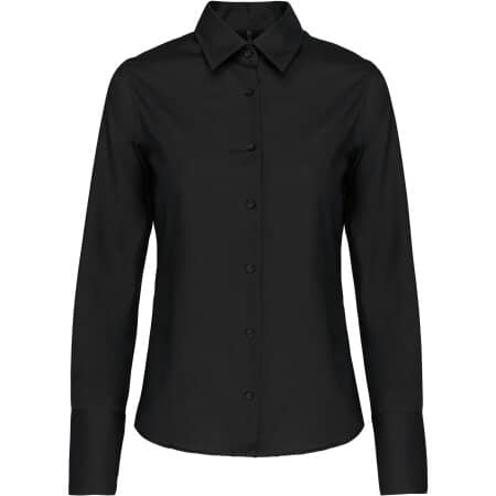 Kariban Damen Langarmbluse Bügelfrei Black