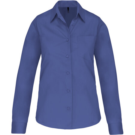 Kariban Damen Popelinebluse Langarm Cobalt Blue