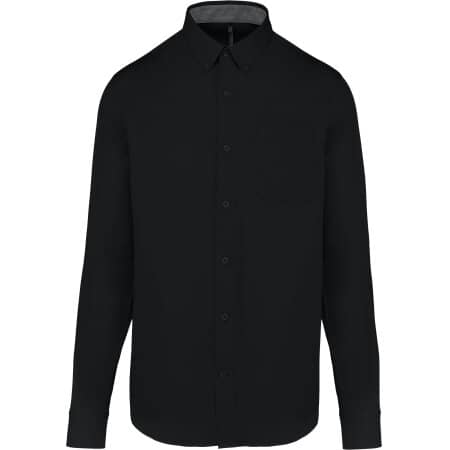 Kariban Langarm-Baumwollhemd Nevada für Herren Black