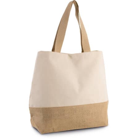 Kimood Baumwolltuch-Jute-Shoppingtasche - Natur 