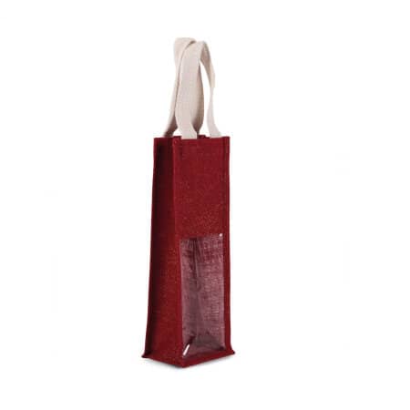 Kimood Jute-Flaschenbeutel - Black/Silver - Cherry/Gold - 1 Flasche 