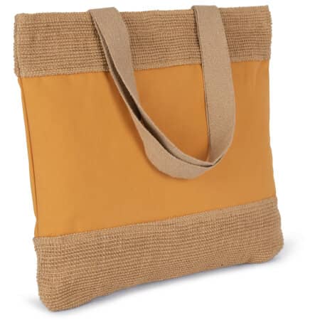 Kimood Verschiedenfarbige Shoppingtasche aus Baumwolle und geflochtenen Jutefäden 