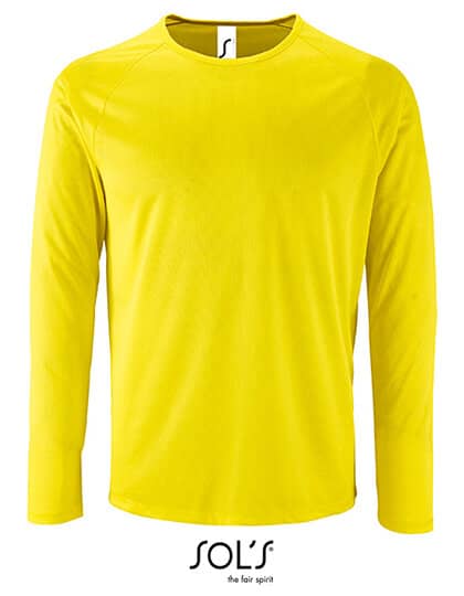 Longsleeves in Neon Yellow: Men`s Long-Sleeve Sports T-Shirt Sporty L02071 von SOL´S