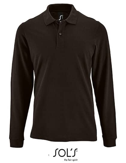 Poloshirts in Black: Men`s Long-Sleeve Piqué Polo Shirt Perfect L02087 von SOL´S