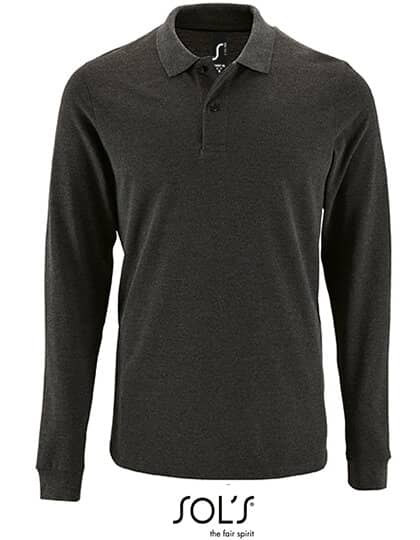 Poloshirts in Charcoal Melange: Men`s Long-Sleeve Piqué Polo Shirt Perfect L02087 von SOL´S