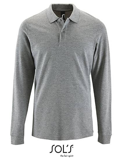 Poloshirts in Grey Melange: Men`s Long-Sleeve Piqué Polo Shirt Perfect L02087 von SOL´S