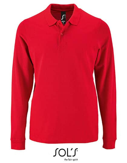 Poloshirts in Red: Men`s Long-Sleeve Piqué Polo Shirt Perfect L02087 von SOL´S