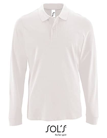 Poloshirts in White: Men`s Long-Sleeve Piqué Polo Shirt Perfect L02087 von SOL´S
