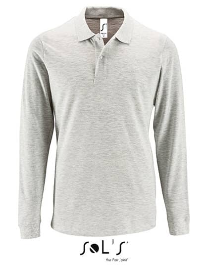 Poloshirts in Ash (Heather): Men`s Long-Sleeve Piqué Polo Shirt Perfect L02087 von SOL´S