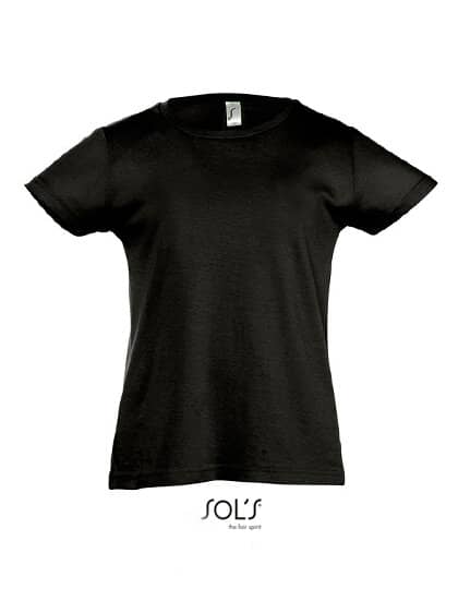 T-Shirts in Deep Black: Kids` T-Shirt Girlie Cherry L225K von SOL´S