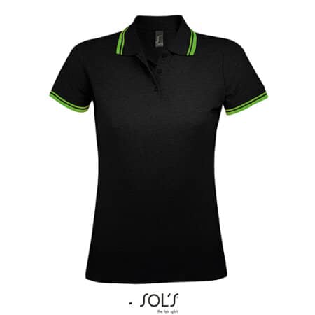 SOL´S Women Polo Shirt Pasadena Black|Lime