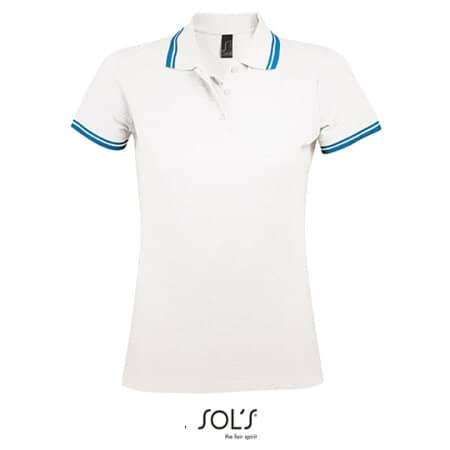 SOL´S Women Polo Shirt Pasadena White|Aqua