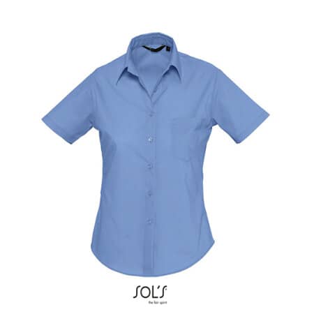 SOL´S Popeline-Kurzarmbluse Escape Middle Blue