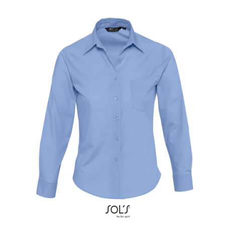 SOL´S Popeline-Langarmbluse Executive Middle Blue