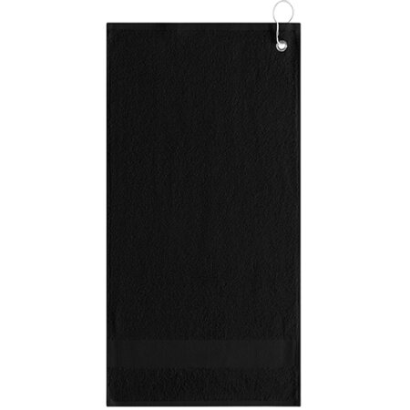 Printwear Golfhandtuch mit Aufhänger Black