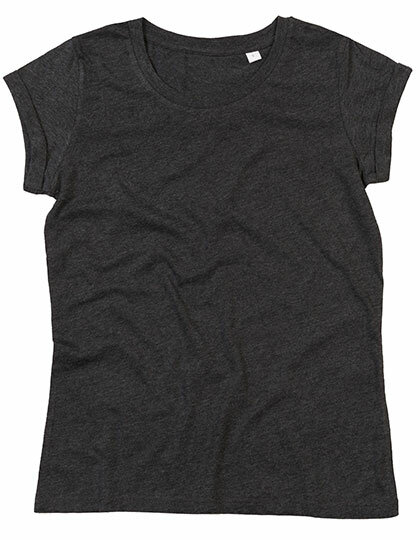 T-Shirts in Charcoal Grey Melange: Women`s Roll Sleeve T P81 von Mantis