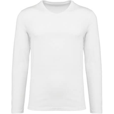 Kariban Supima® Herren-T-Shirt mit V-Ausschnitt und langen Ärmeln 