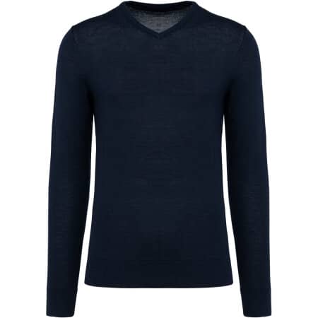 Kariban Merino-Herrenpullover mit V-Ausschnitt 