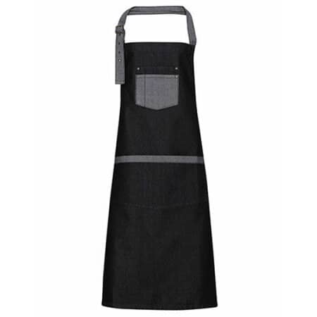 Premier Workwear Domain Contrast Denim Bib Apron Black Denim (ca. Pantone 433)