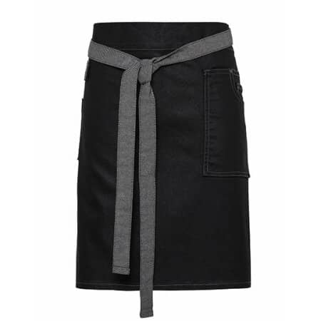 Premier Workwear Division Waxed Look Denim Waist Apron Black Denim (ca. Pantone 433)