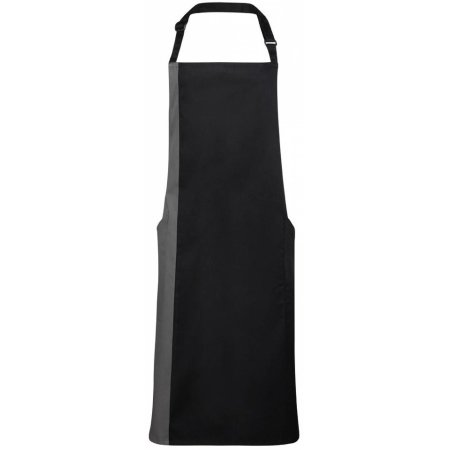 Premier Workwear Contrast Bib Apron Black|Dark Grey (ca. Pantone 431)