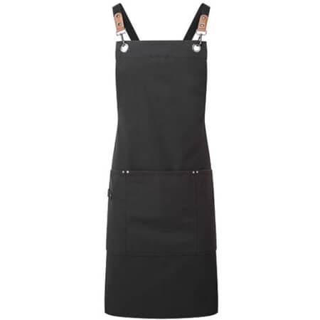 Premier Workwear Clip ‘n’ Clasp Cross-Back Bib Apron Black (ca. Pantone Black C)
