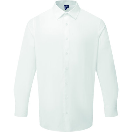 Premier Workwear Men’s Long Sleeve ‘Recyclight’ Poplin Shirt White