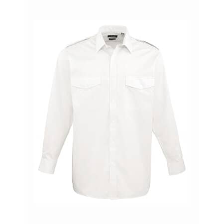 Premier Workwear Pilot Shirt Longsleeve White