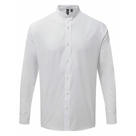 Premier Workwear Men´s Banded Collar Grandad Long Sleeve Shirt White
