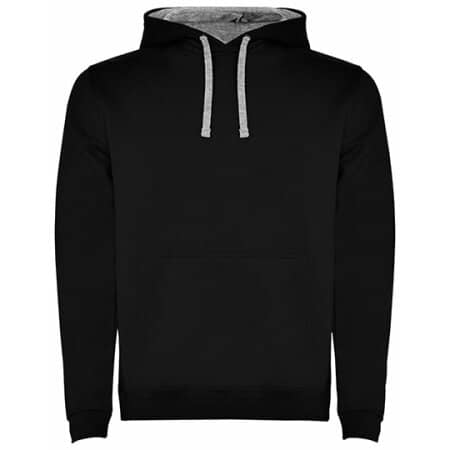 Roly Urban Hooded Sweatshirt 67 Black|Heather Grey