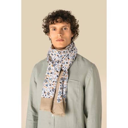 Spasso Unisex-Schal mit Blumenmuster auf beigem Grund 