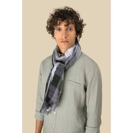 Spasso Karierter Unisex-Schal in Grau- und Schwarztönen 