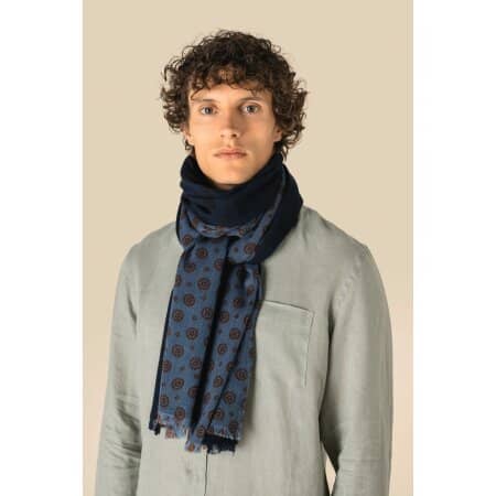 Spasso Unisex-Schal mit Blumenmuster im braunen Mosaikstil 