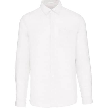 Spasso Vorgewaschenes Leinen-Hemd für Herren White