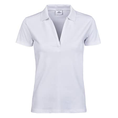 Tee Jays Womens Luxury Stretch V-Neck Polo White