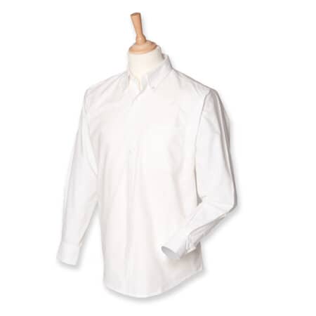 Henbury Men`s Classic Long Sleeved Oxford Shirt White