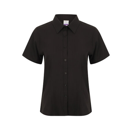 Henbury Ladies` Wicking Short Sl. Shirt Black