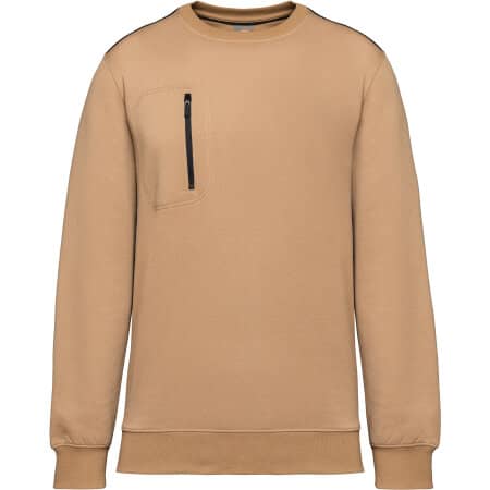 WK. Designed To Work Day To Day Unisex-Sweatshirt mit kontrastfarbener Zip-Tasche 