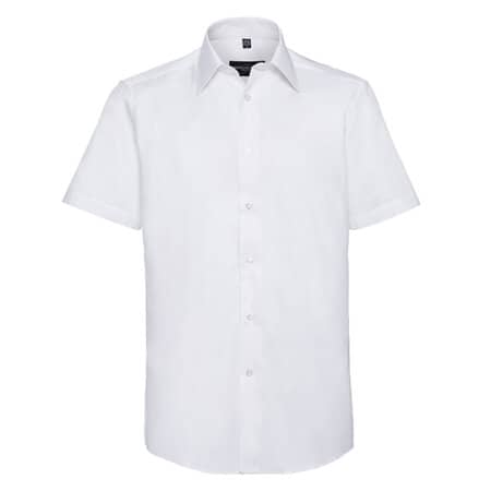 Russell Men`s Short Sleeve Tailored Oxford Shirt White