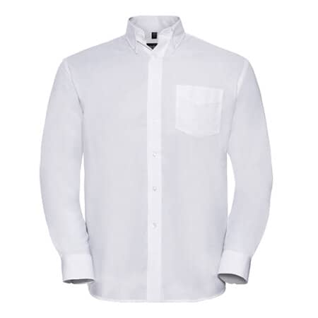 Russell Men`s Long Sleeve Oxford Shirt Easy Care White