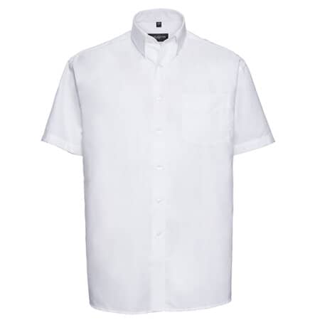 Russell Men`s Short Sleeve Oxford Shirt Easy Care White