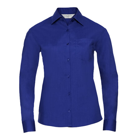 Russell Ladies` Long Sleeve Polycotton Poplin Shirt Bright Royal