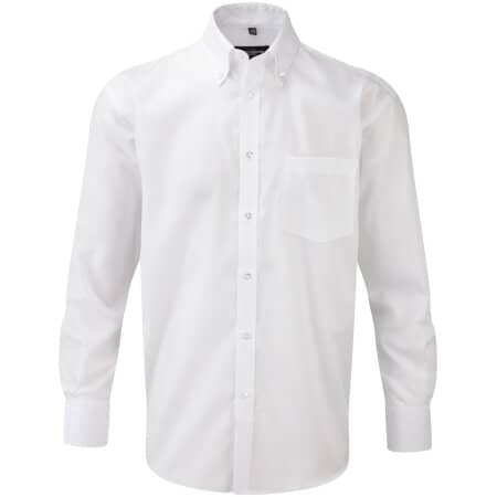 Russell Men`s Long Sleeve Ultimate Non-Iron Shirt White