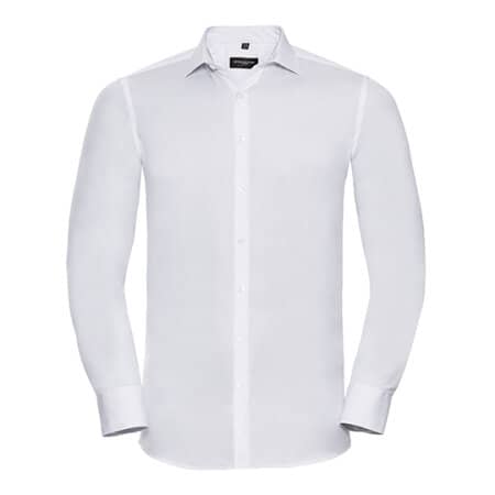 Russell Men`s Long Sleeve Ultimate Stretch Shirt White